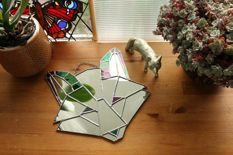 Geometric Fox Mirror Stained Glass Image 0