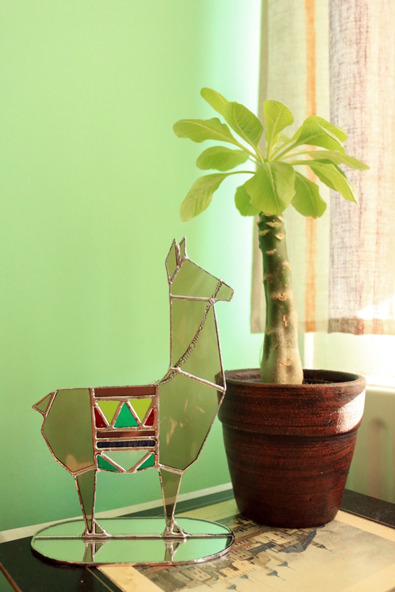 Stained Glass Llama sculpture Etsy