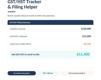 Canada GST/HST PST Tracker Spreadsheet | Excel Google Sheets (Instant Download)
