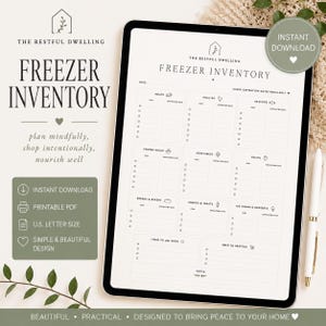 Freezer Inventory Printable | Freezer Organization Tracker | Food Expiration Checklist | Kitchen Inventory Sheet | Instant PDF Download