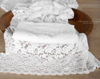 Newborn Stretchy Floral Lace Wrap Layer, Newborn Baby Photo Prop Ivory Stretch Lace Swaddling Wrap RTS Newborn Photography Props, UK