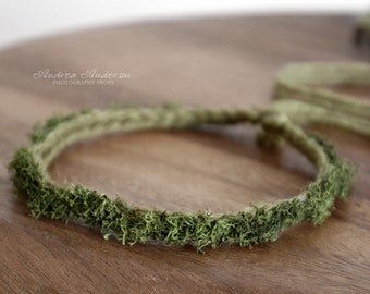 Baby Reindeer Moss Tieback Headband, Newborn Baby Photo Prop Natural Reindeer Moss Green Halo Crown RTS Newborn Photography Props, UK