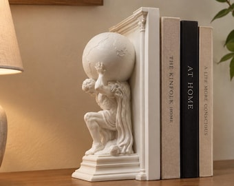 Sujetalibros Atlas, escultura de mitología griega, decoración de estatua clásica, soporte para libros de resina, decoración para estantería de biblioteca, regalo histórico