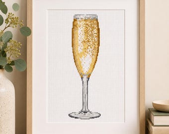 Champagne Flute Counted Cross Stitch Pattern PDF
