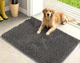Super Absorbent Dog Door Mat, Non-Slip Washable Paw Cleaning Rug (Indoor Entryway)