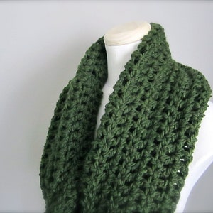 Crochet St. Patrick's Day, Dark Green, Hunter Green, Christmas Green Cowl Neck Scarf, Women's Scarf, Men's Scarf, Unisex Scarf image 3