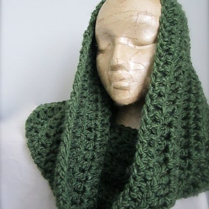 Crochet St. Patrick's Day, Dark Green, Hunter Green, Christmas Green Cowl Neck Scarf, Women's Scarf, Men's Scarf, Unisex Scarf image 4