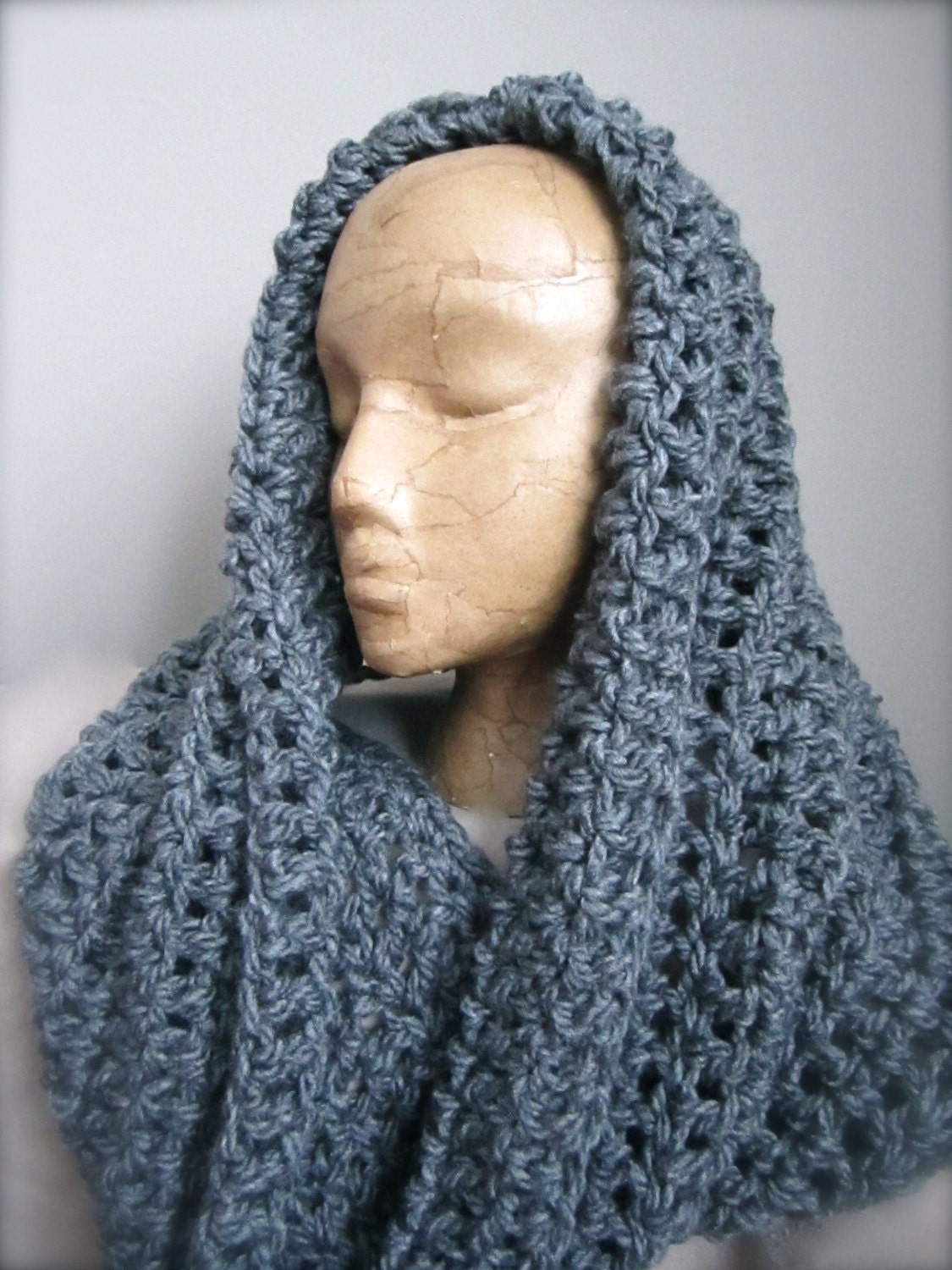 Crochet Charcoal Grey Dark Grey Cowl Neck Infinity Scarf | Etsy