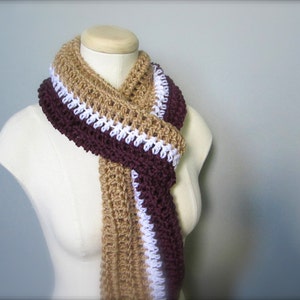 Crochet Purple, White, and Gold, Hockey, Football, Soccer, Sports Team Colors Infinity Scarf, Men's Scarf, Unisex Scarf