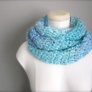 Crochet Ombre Baby Blue, Grey,Teal, Turquoise, Lavender Handmade Infinity Scarf, Women&#39;s Scarf, Men&#39;s Scarf, Unisex Scarf