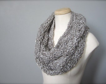 Crochet Light Grey, Gray, Silver Gray, Grey Infinity Scarf, Women's Scarf, Men's Scarf, Unisex Infinity Scarf