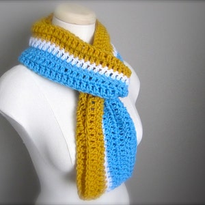 Crochet Blue, White, and Gold, NHL,  Hockey Football Soccer, Sports Team Infinity Scarf, Men's Scarf, Unisex Scarf