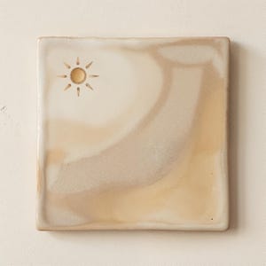 Azulejos Sun Tile, mosaico de patchwork beige y crema / Azulejo cerámico de pared Wabi-Sabi para cocina, baño o chimenea.