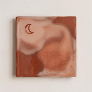 Crescent Patchwork Mix Tile with Terracotta & Cream | Marbled Terracotta Ceramic Accent for Celestial Kitchen or Bath