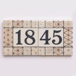 Asanoha Japanese House Number Sign, Geometric Ceramic Address Plaque, Minimalist Door Number Tile, Modern Outdoor House Sign