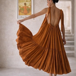 Beach Cotton Dress Long Tulum Dress Low Back Maxi Dress Beach Cover-up Tulum Clothing Open Back Dress Halter Maxi Flowy Dress Boho Wedding