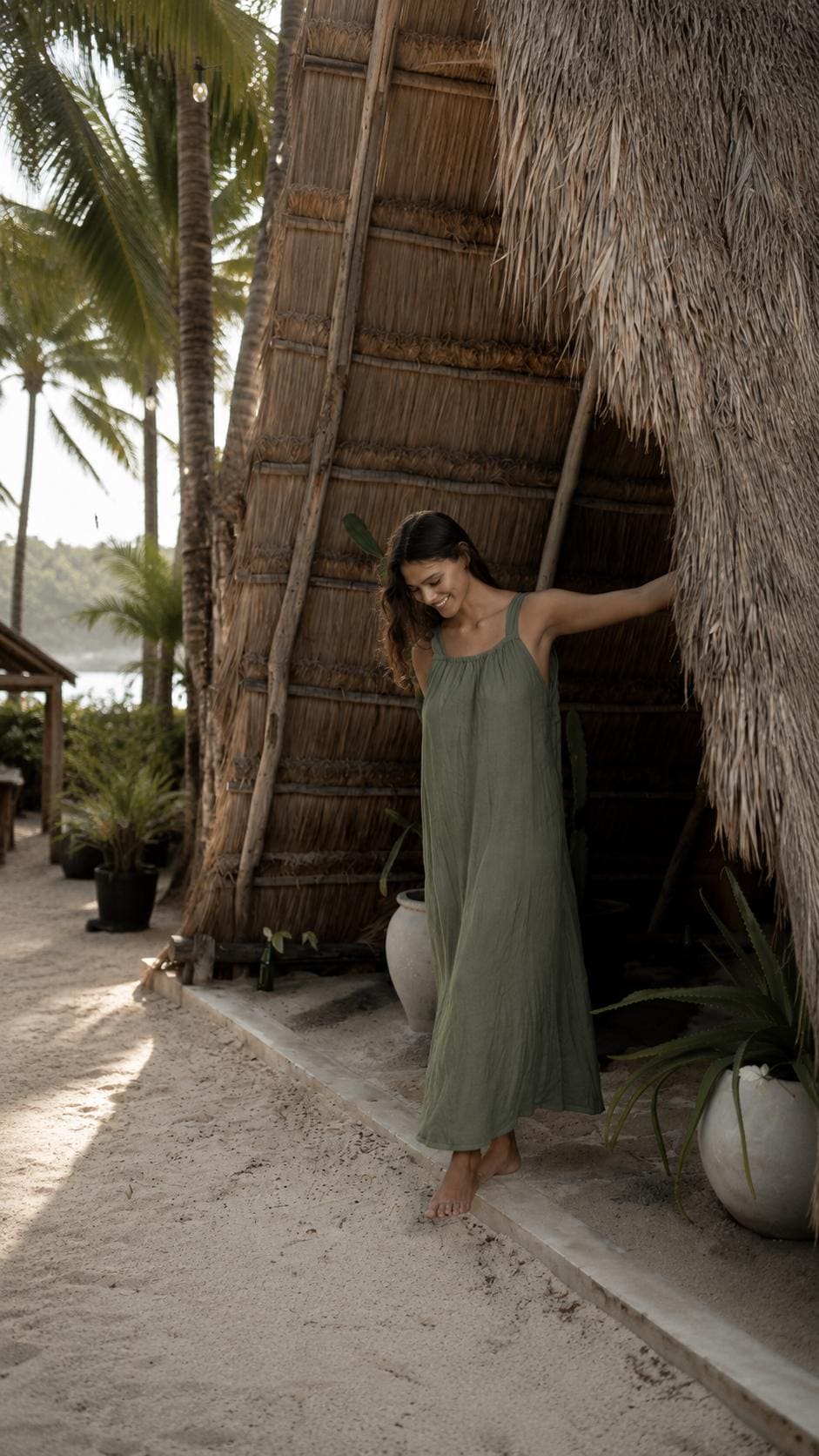 honest cotton tulum dress Beach Long Dress Low Back Maxi Dress Beach Cover-up Tulum Clothing Open Back Dress Halter Maxi Flowy Dress Boho Wedding Tulum linen Color:Taupe-Sandstone lights_thrive_export Sybilla A-line Cowl Leg Hand Wash Cold