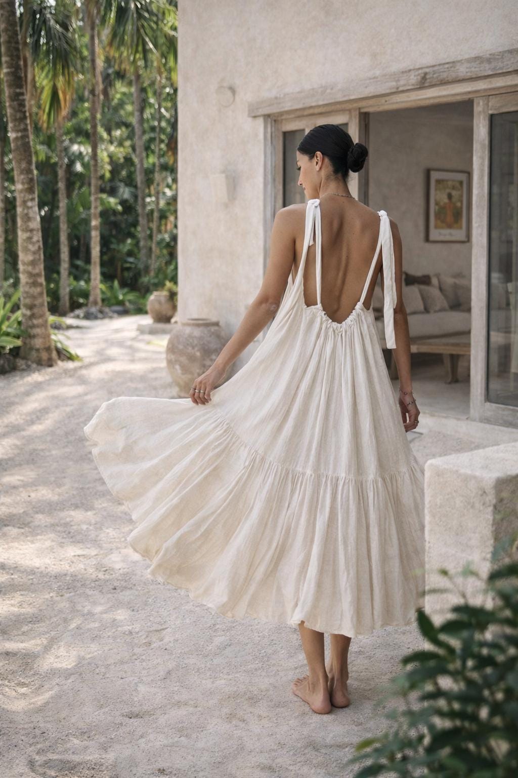 Sexy Hollow Out Beach Dress Women V Neck Sleeveless Crochet Swimsuit Cover Up Vestidos Female Bathing Suit For Holiday Wear - View #4