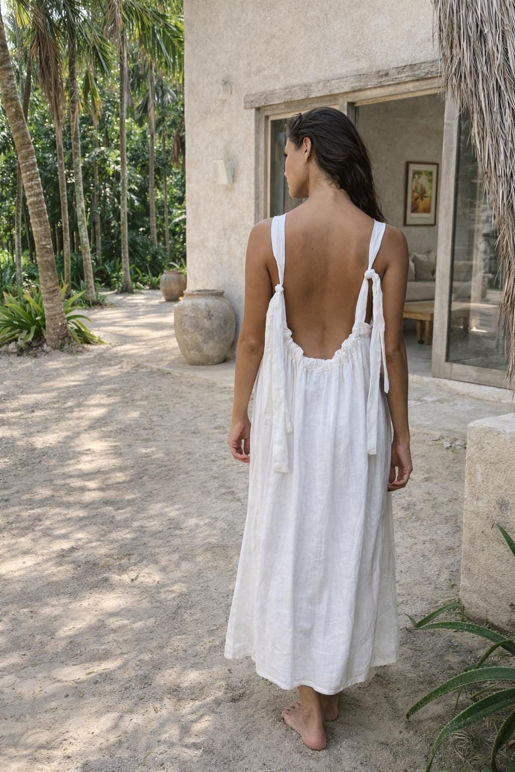 tulum beach dress BALCHE Goddess Tulum Dress, Beach Bride Dress, Boho Maxi Ruffle Dress