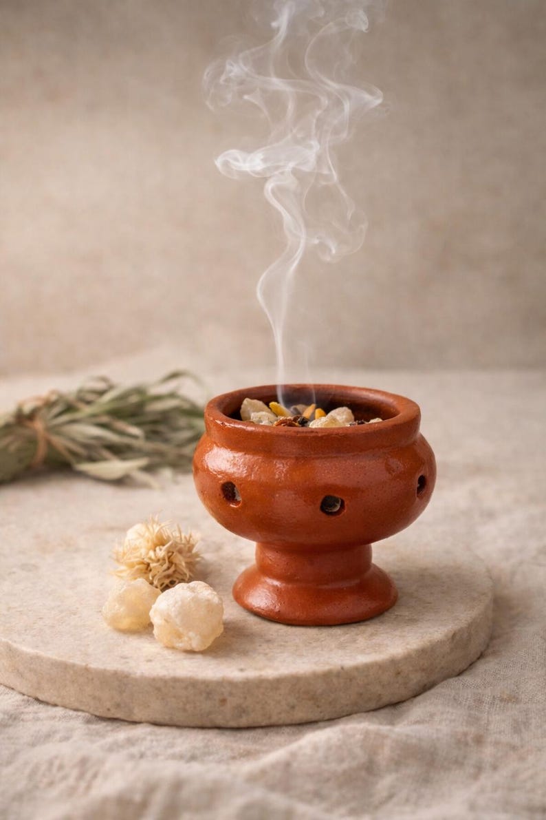 Copalera México Incense White Copal Resin Burner Meditation Accessories Barro Incense Holder Rituals Palo Santo Energy Cleanse Ceremonial