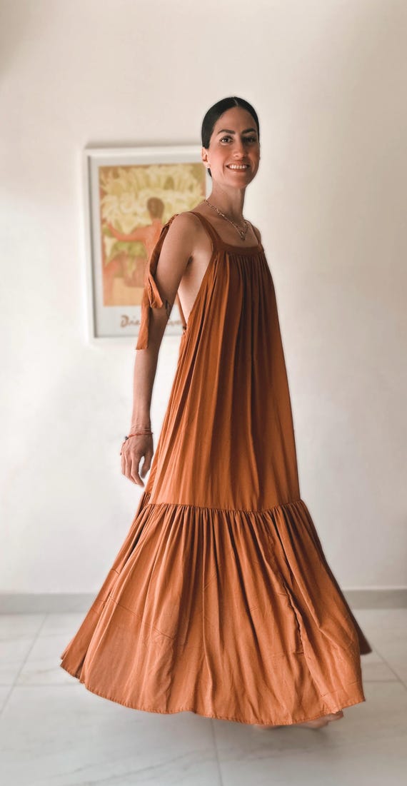 low back oversized maxi beach dress Peppermayo Dresses | Heavy Hearted Satin Maxi | Color: Blue | Size: 4 main image 1