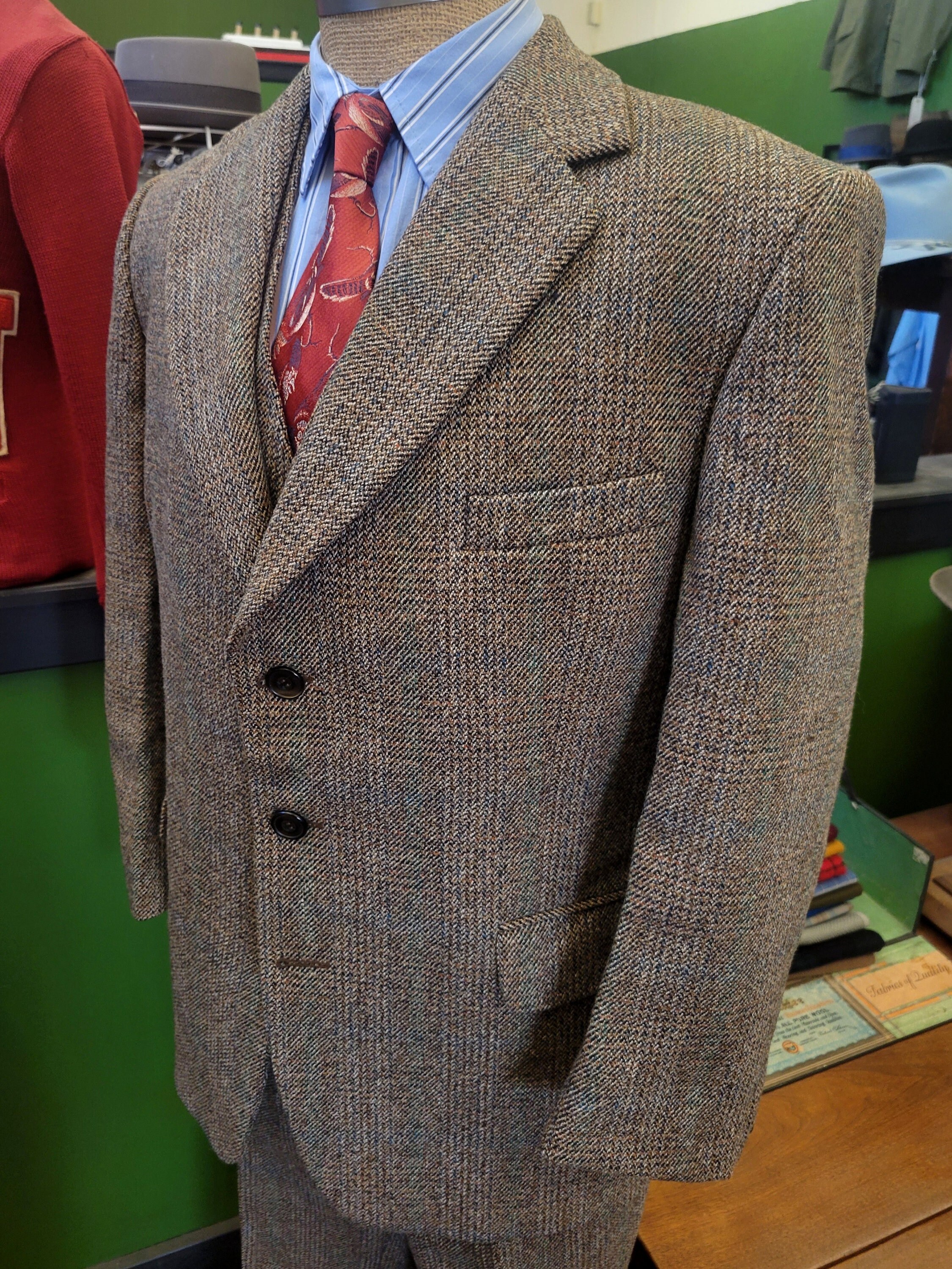 Vintage British Tweed 3-piece Suit, Large Size - Etsy