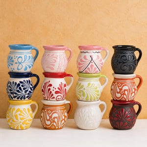 Mexican Ceramic Jarritos Mugs - Talavera Coffee Mugs