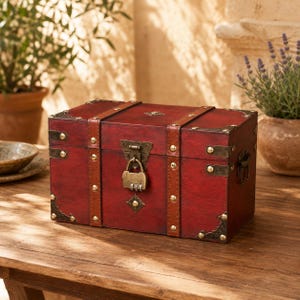 Vintage Treasure Box with Lock, Decorative Wooden Keepsake Chest, Antique Style Storage Box, Small Medium Large Memory Box Gift
