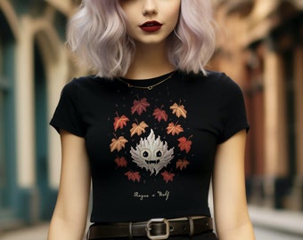 Maple Ghosty Short Sleeve Crop Top - Dark Academia Spooky Ghost Tee Witchy Gothic Occult Vegan Fashion Xmas Goth Gifts