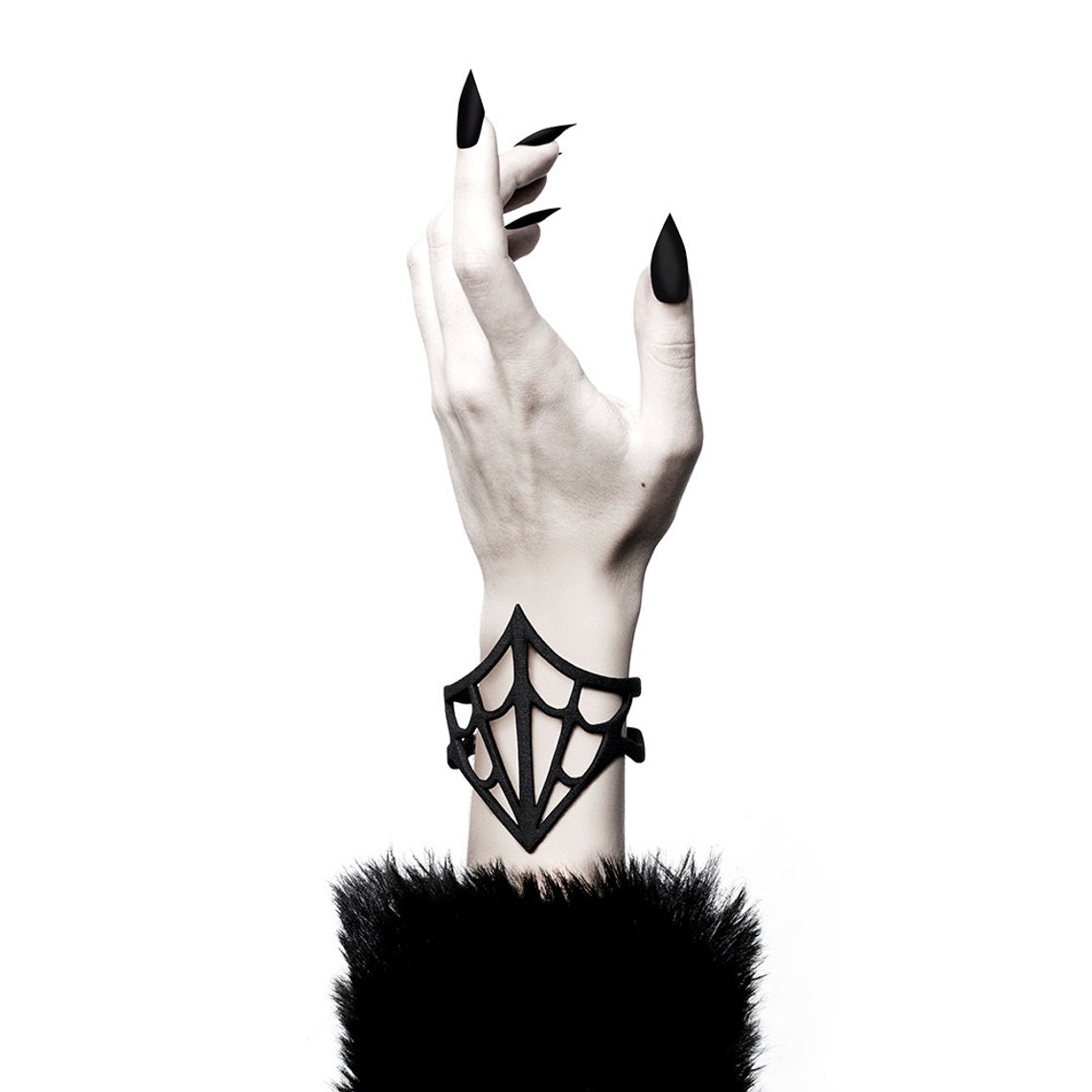 Black Widow Cuff in Black An Intricate Wrist Cuff in Etsy