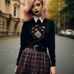 Maple Ghosty Long Sleeve Tee – Dark Academia Vegan Goth Top - Etsy