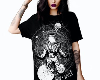 Cosmic Explorer Tee Dress - Vegan Goth Alt Style Unisex T-shirt Witchy Pagan Occult Fashion