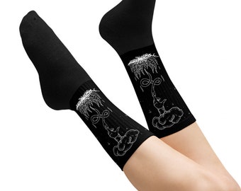 Godbane Socks: Ethical Witchy Fashion, Goth Accessories for Dark Academia Style - On Demand Eco-friendly Sustainable Product