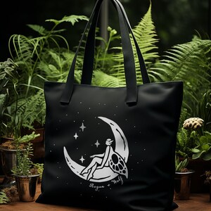 Pixie Moon Tote Bag – Witchy Goth Style, Alt Accessories