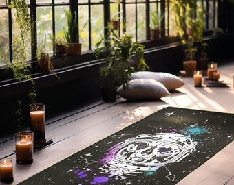 Cat-Astro-Phe Yoga Mat - Grunge Goth Witchy Style Non-Slip Exercise Mat for All Yoga Lovers & Goths