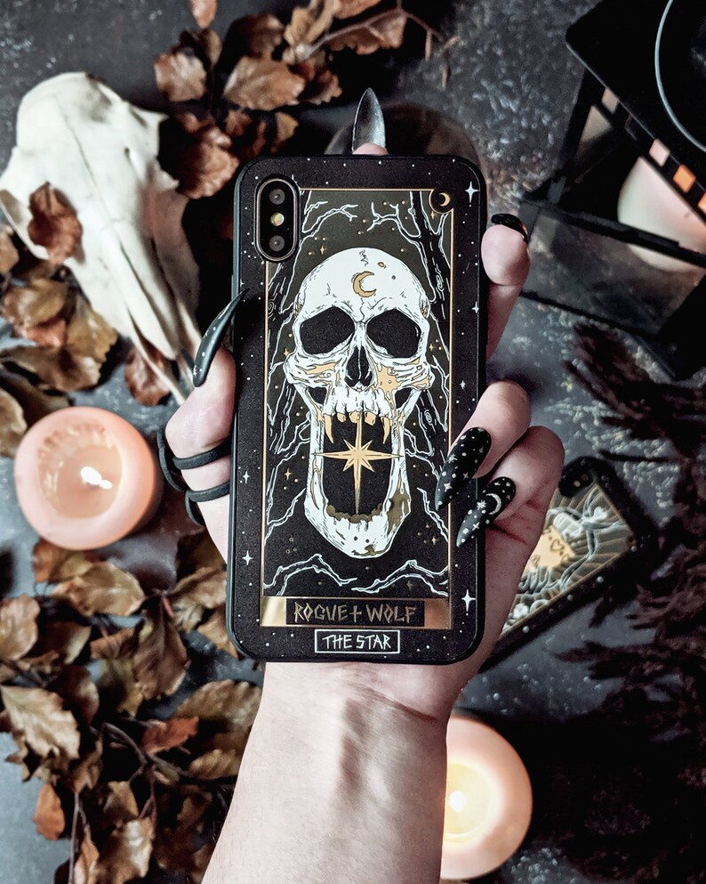 Star Tarot Mirror Gold Phone Case Compatible with iPhone 11/11 Pro/11 Pro Max/8/8+/X/XS/XR/XS Max and Galaxy S10/S10+/S9/S9+ by Rogue + Wolf 