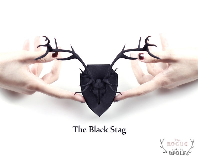 The Stag Mini Faux Taxidermy in black A Stag Skull with full Etsy