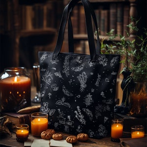 Nightshade Tote Bag -  Vegan Gothic Fashion - Alternative Occult Ethical Style - On Demand Eco-friendly Sustainable Product