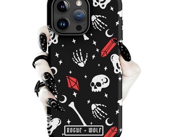 Skulls & Crystals Tough Phone Case for iPhone - Shockproof Anti-scratch Goth Witchy Accessories