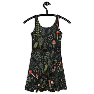 Foraging Skater Dress Dark Academia Cute Botanical Vegan Dress Witchy Pagan Occult Fashion Christmas Goth Gifts image 6