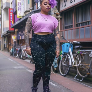 Stellar Plus Size Leggings - Vegan Gothic Activewear -Witchy Goth Leisurewear - Occult Pagan Yoga Leggings with UPF 50+ Protection