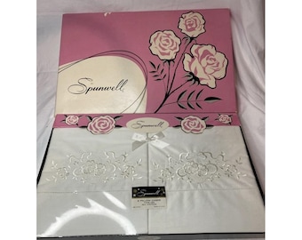Vintage Spunwell 100% Cotton Embroidered Pillow Cases And Mr & Mrs Pillowcases 6