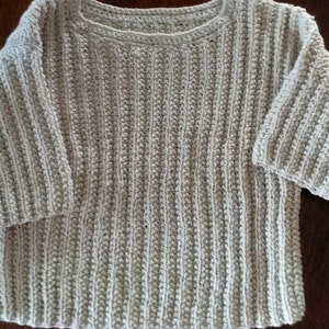 Hand-knitted aran cotton sweater (pullover)
