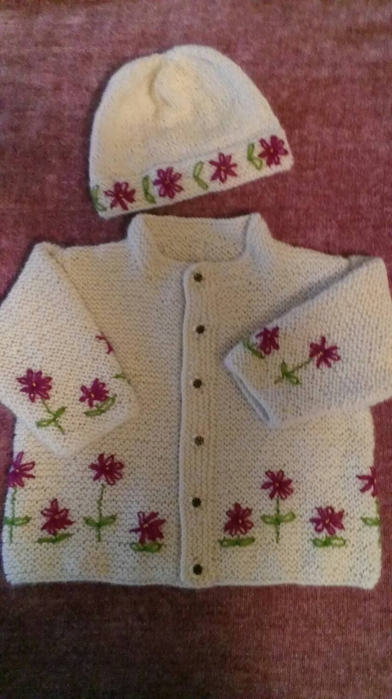 Baby 2-Piece Pink Flower Knitted Set