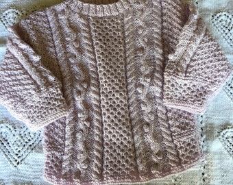 Hand-knitted Classic Lilac Aran sweater