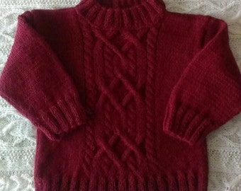 Burgundy aran unisex sweater