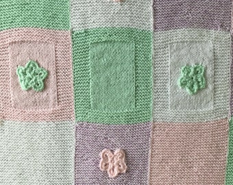 Pastel Flowers and Squares baby blanket