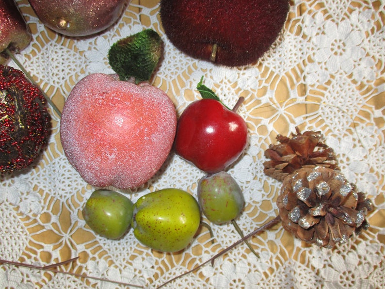 Vintage Artificial Fruit Sugar Beaded Fruit Fuzzy Fruit 9 Etsy