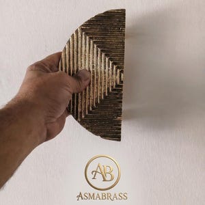 Solid Brass Half-Moon Door Handle | Sculptural Geometric Design | Moroccan Handcrafted Door Handle | Handmade