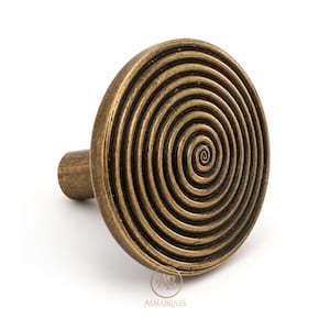 Ronde meubelknop van massief messing – spiraalvormig ontwerp | Handgemaakt | Handgreep voor kast, lade en plank | Marokkaans vakmanschap